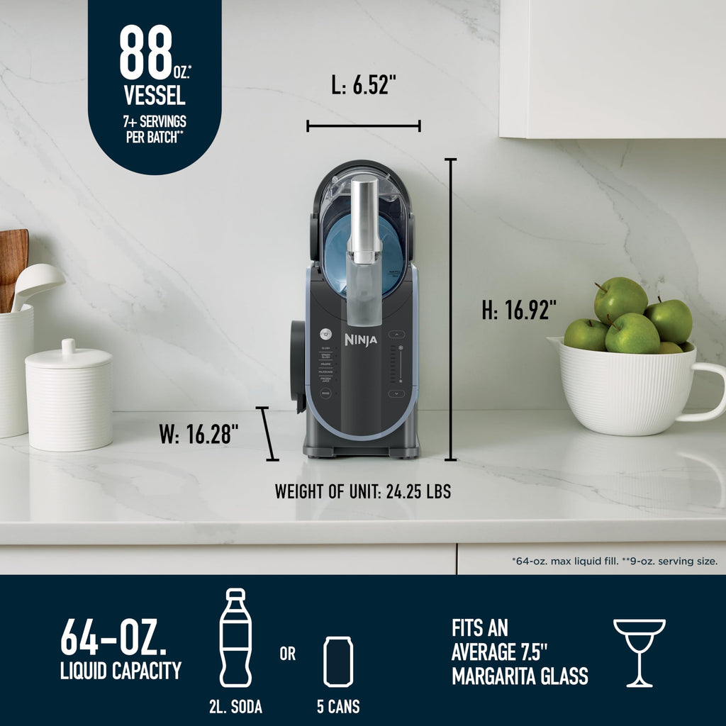 Ninja SLUSHi Frozen Drink & Slushie Machine with RapidChill Technology | 88 oz. Easy Fill Vessel | 5 Preset Programs | Make Margaritas, Frappés, & More | With Dishwasher Safe Parts | Black | FS301