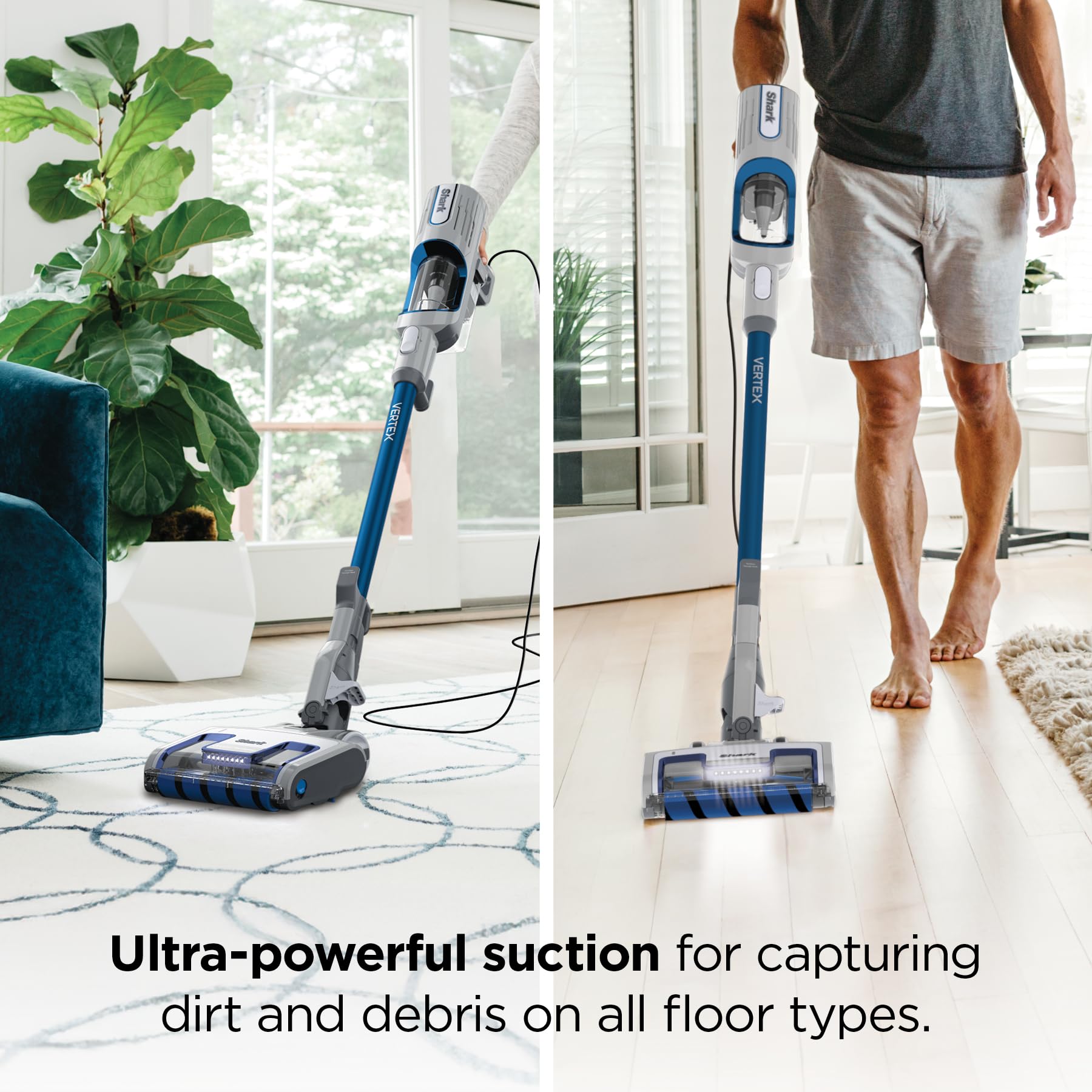 Shark Detect Ultralight Corded Stick Vacuum with Direction Detect and Self-Cleaning Brushroll, Powerful Hair Pickup, Ultra-Lightweight, Crevice & Upholstery Tool Included, Evergreen, HZ752