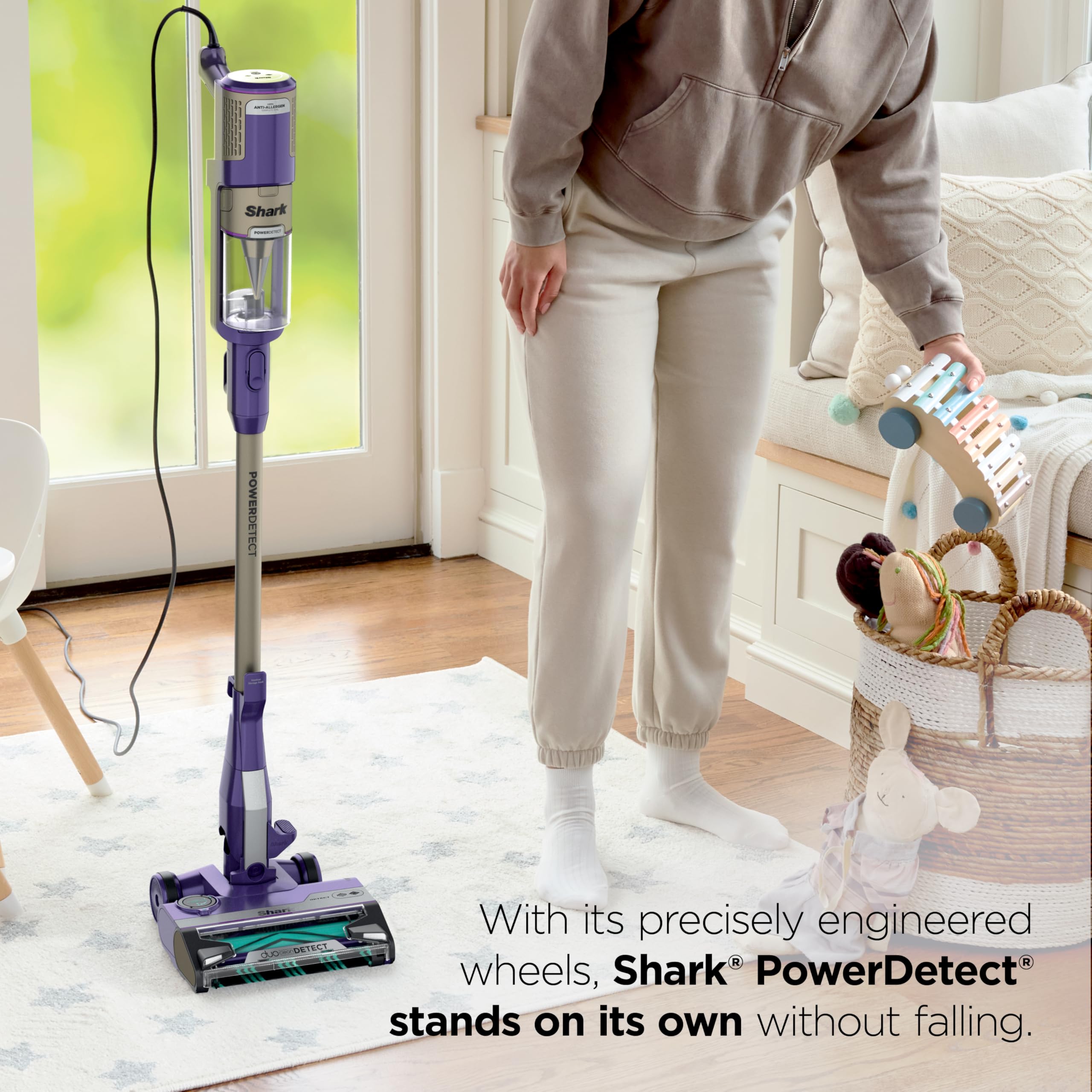 Shark Detect Ultralight Corded Stick Vacuum with Direction Detect and Self-Cleaning Brushroll, Powerful Hair Pickup, Ultra-Lightweight, Crevice & Upholstery Tool Included, Evergreen, HZ752