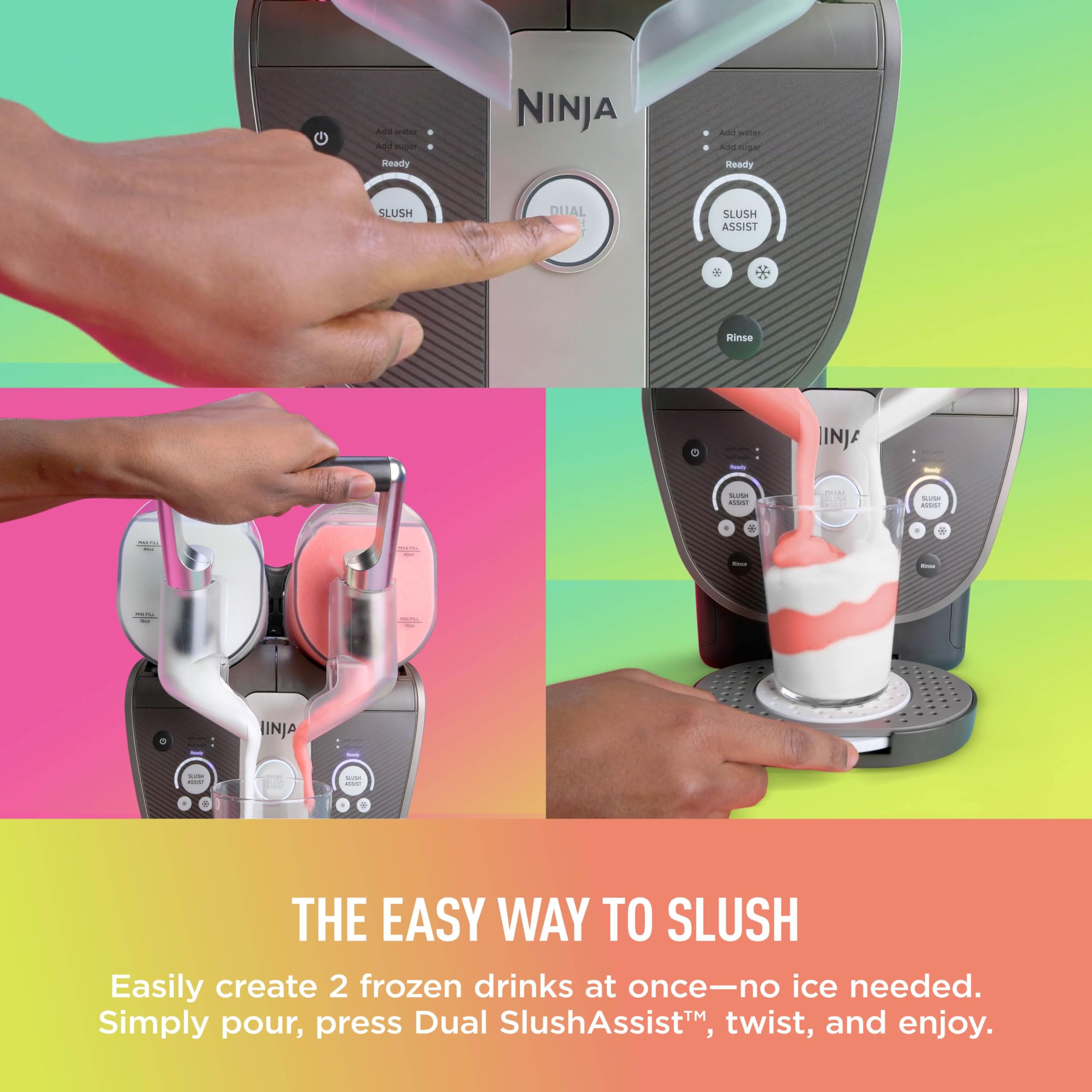 Ninja SLUSHi Frozen Drink & Slushie Machine with RapidChill Technology | 88 oz. Easy Fill Vessel | 5 Preset Programs | Make Margaritas, Frappés, & More | With Dishwasher Safe Parts | Black | FS301