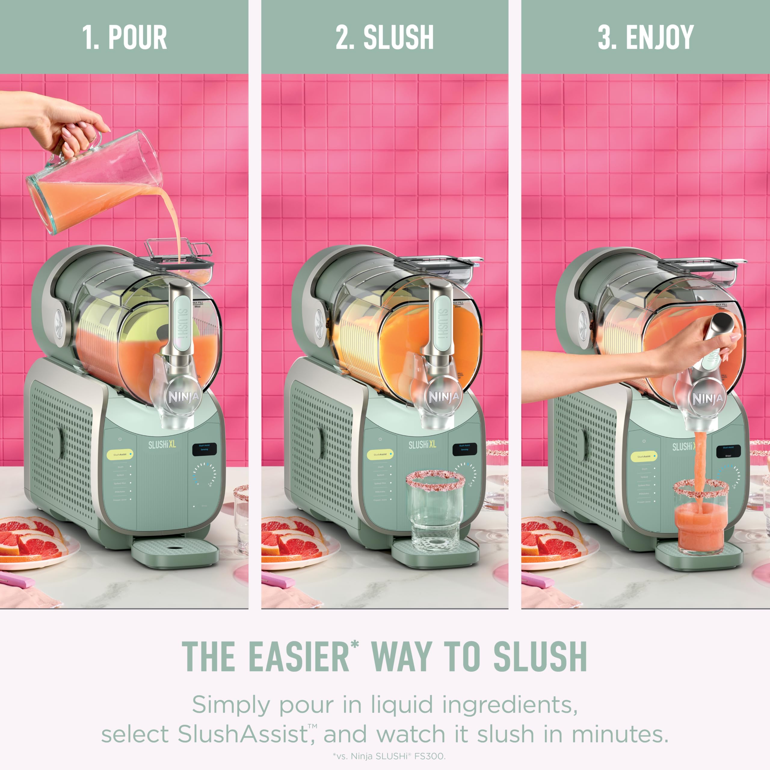 Ninja SLUSHi Frozen Drink & Slushie Machine with RapidChill Technology | 88 oz. Easy Fill Vessel | 5 Preset Programs | Make Margaritas, Frappés, & More | With Dishwasher Safe Parts | Black | FS301
