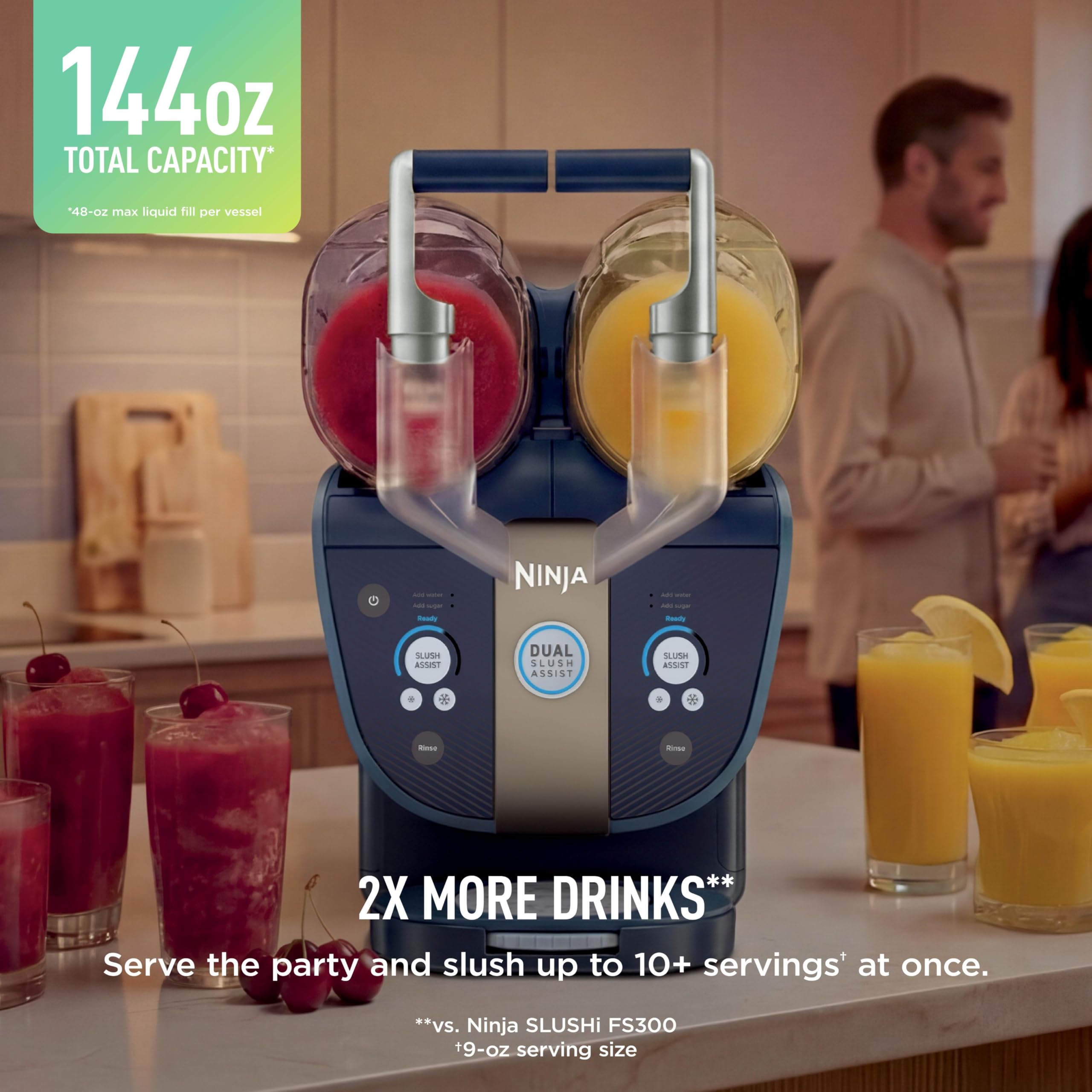 Ninja SLUSHi Frozen Drink & Slushie Machine with RapidChill Technology | 88 oz. Easy Fill Vessel | 5 Preset Programs | Make Margaritas, Frappés, & More | With Dishwasher Safe Parts | Black | FS301