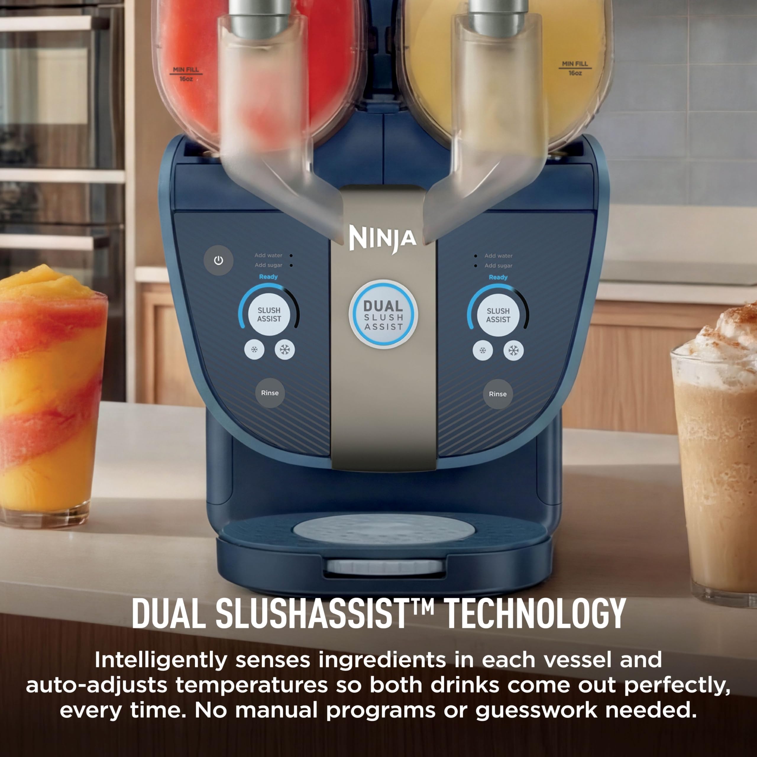 Ninja SLUSHi Frozen Drink & Slushie Machine with RapidChill Technology | 88 oz. Easy Fill Vessel | 5 Preset Programs | Make Margaritas, Frappés, & More | With Dishwasher Safe Parts | Black | FS301